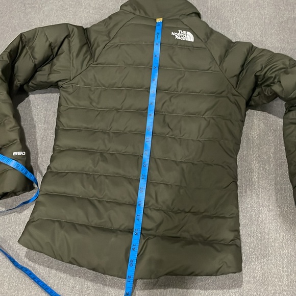 North Face Girls Dark Olive Green Puffer thin Goose Down Coat - Picture 7 of 14